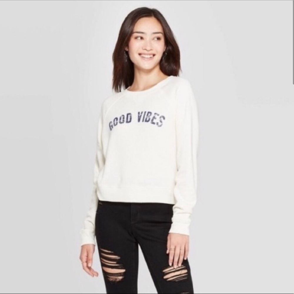 Grayson Threads Cropped Good Vibes Sweatshirt Xs - image 7